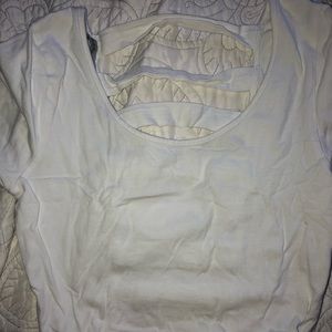 Open back crop top short sleeve